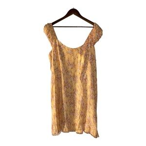 Old Navy Yellow Floral‎ Sleeveless Smocked 2XL Mini Dress Summer Travel Vacation